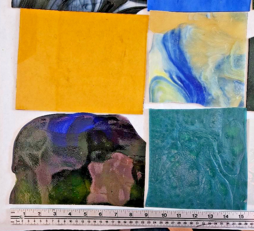 9 & 1/3 Pounds of Assorted Multicolor Stained-Glass Large Scraps/Sheets