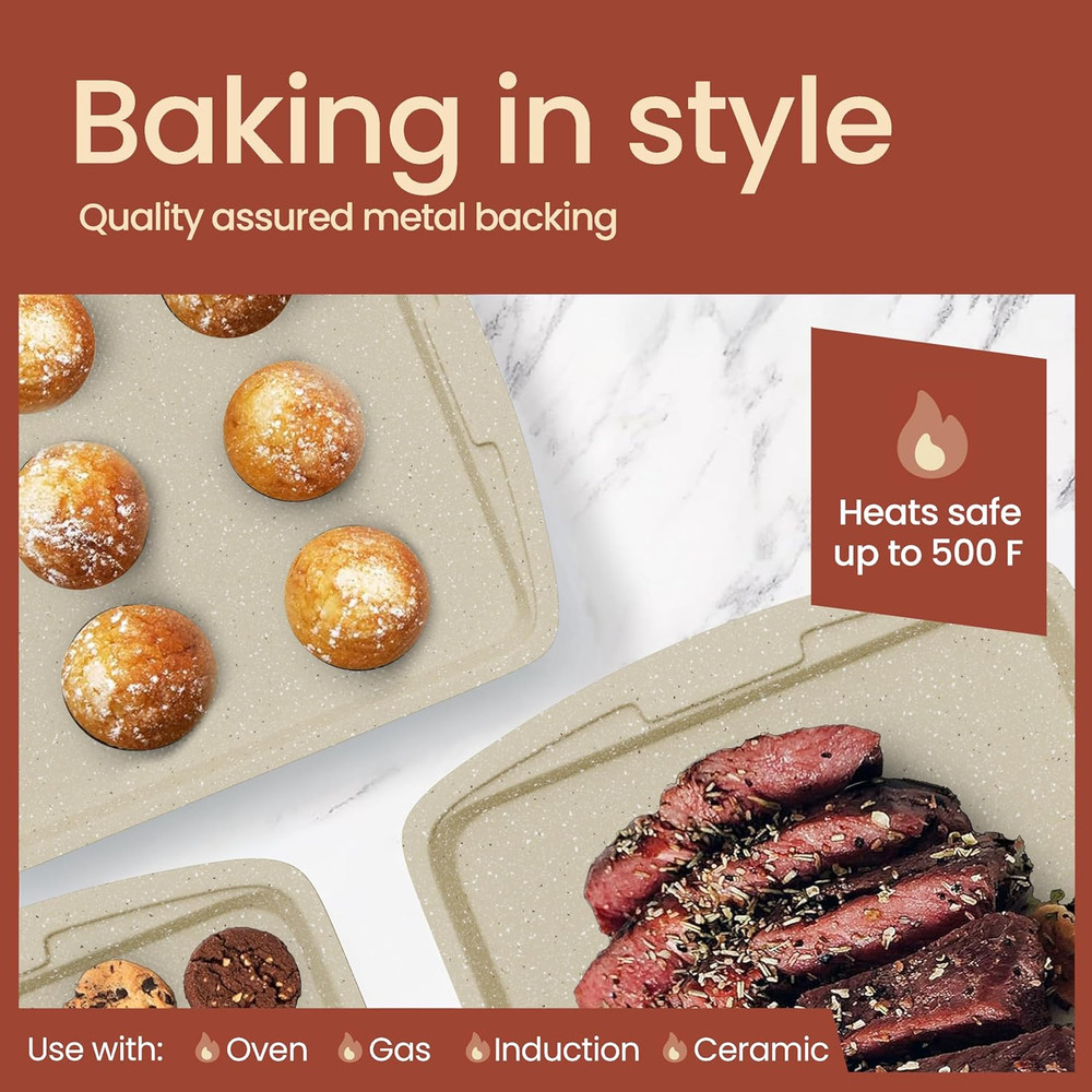 Bakken Swiss - Bakeware Set – 6 Piece – Stackable, Deluxe, Non-Stick Baking Pans