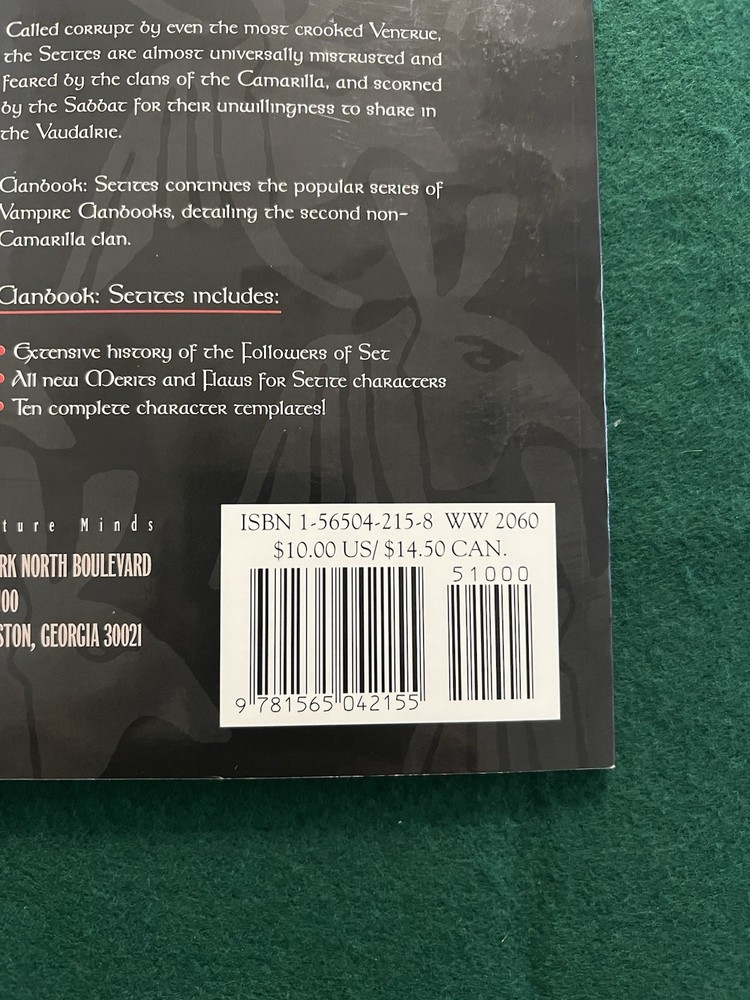 Clanbook Setites Sourcebook for Vampire The Masquerade WW2060