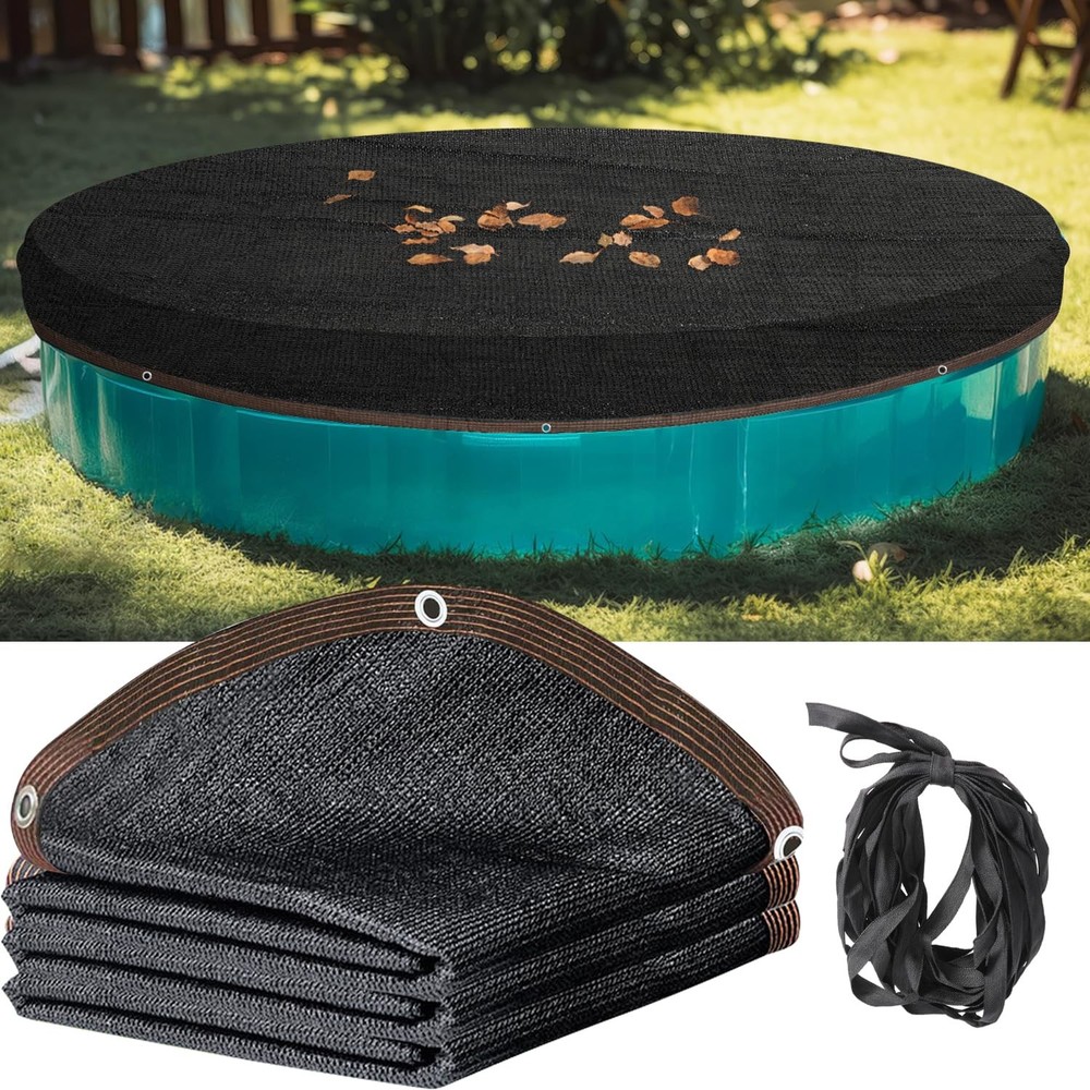 Pool Leaf Net Cover 24 ft Round, Fine Mesh Leaf Net for Above Ground Pool, Wi...