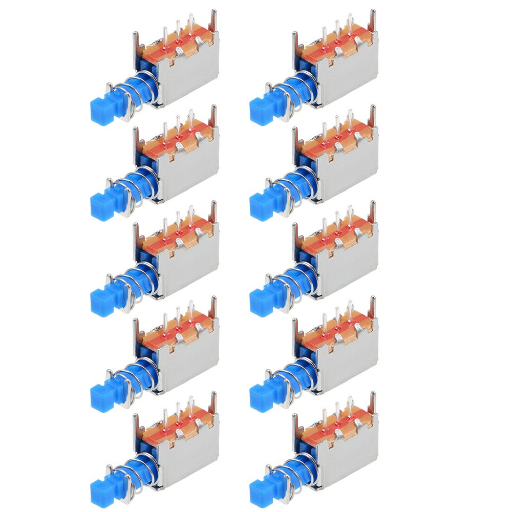 Push Button Switch SPST 3 Pin 1 Position Self-Locking Blue 10pcs