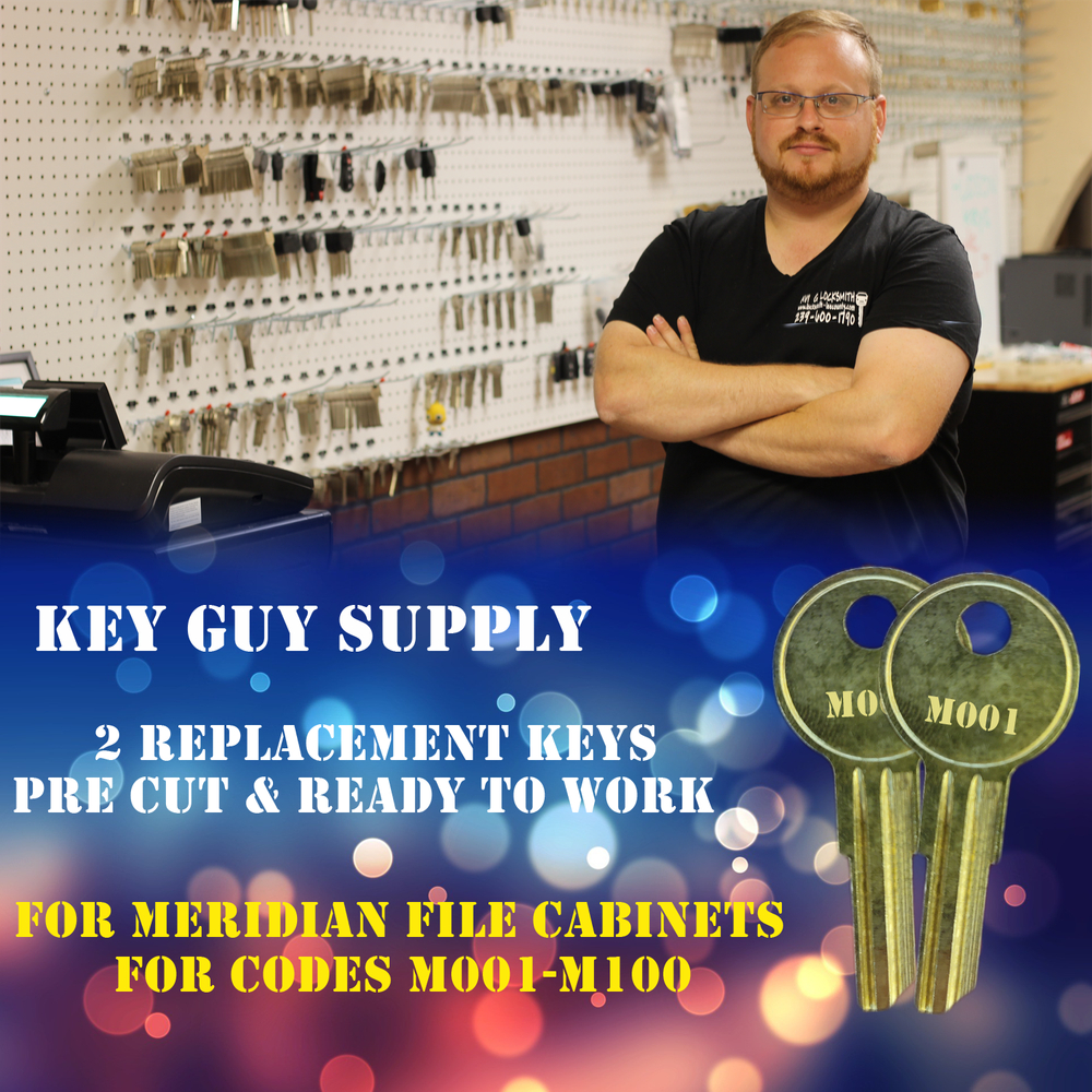 M001-M100 KEY. 2 Keys For MERIDIAN locks. Cut To Code, Licensed Locksmith