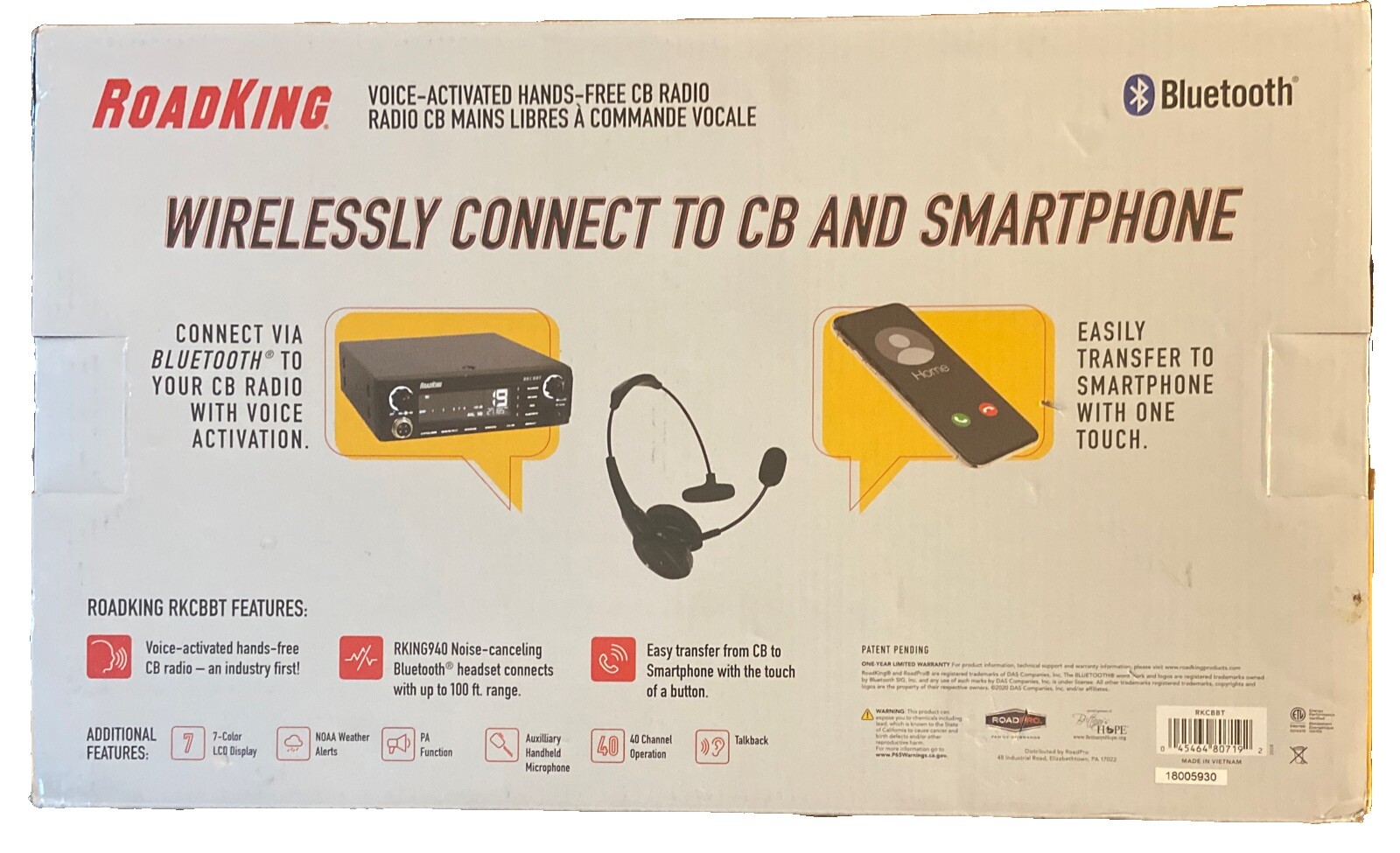 RoadKing RKCBBT Voice-Activated Hands-Free CB Radio & Headset - Black