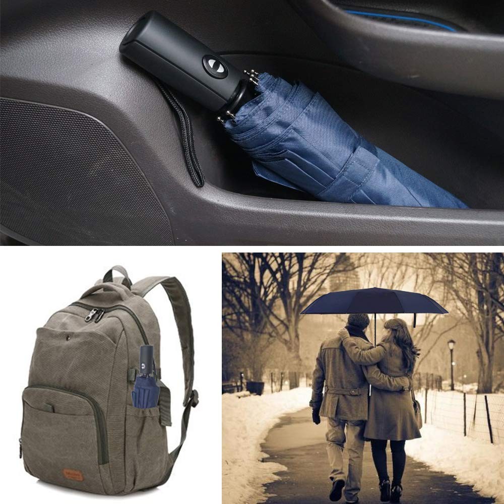 UBUDDY 2 PACK Automatic Auto Open Close Large Canopy 46 Inches, Black+Blue