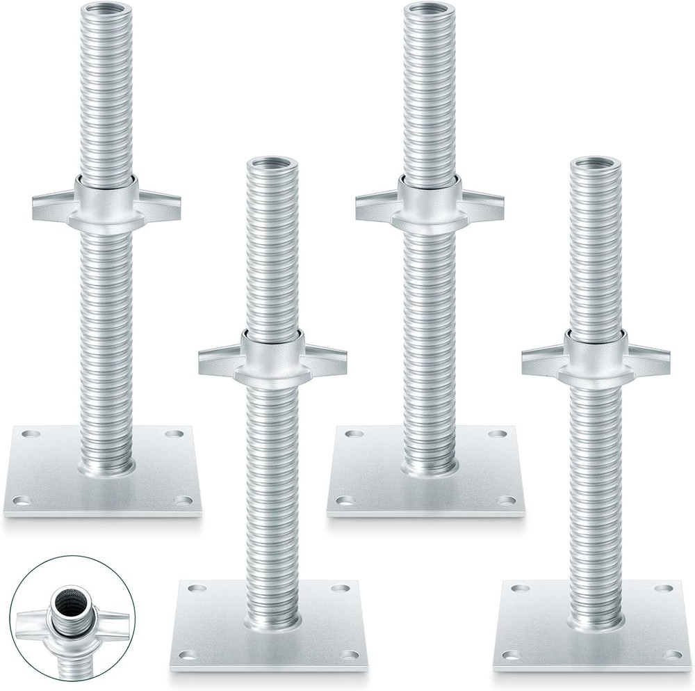 4-Pack 12-Inch Adjustable Leveling Jacks for Sturdy Baker Style Scaffolding