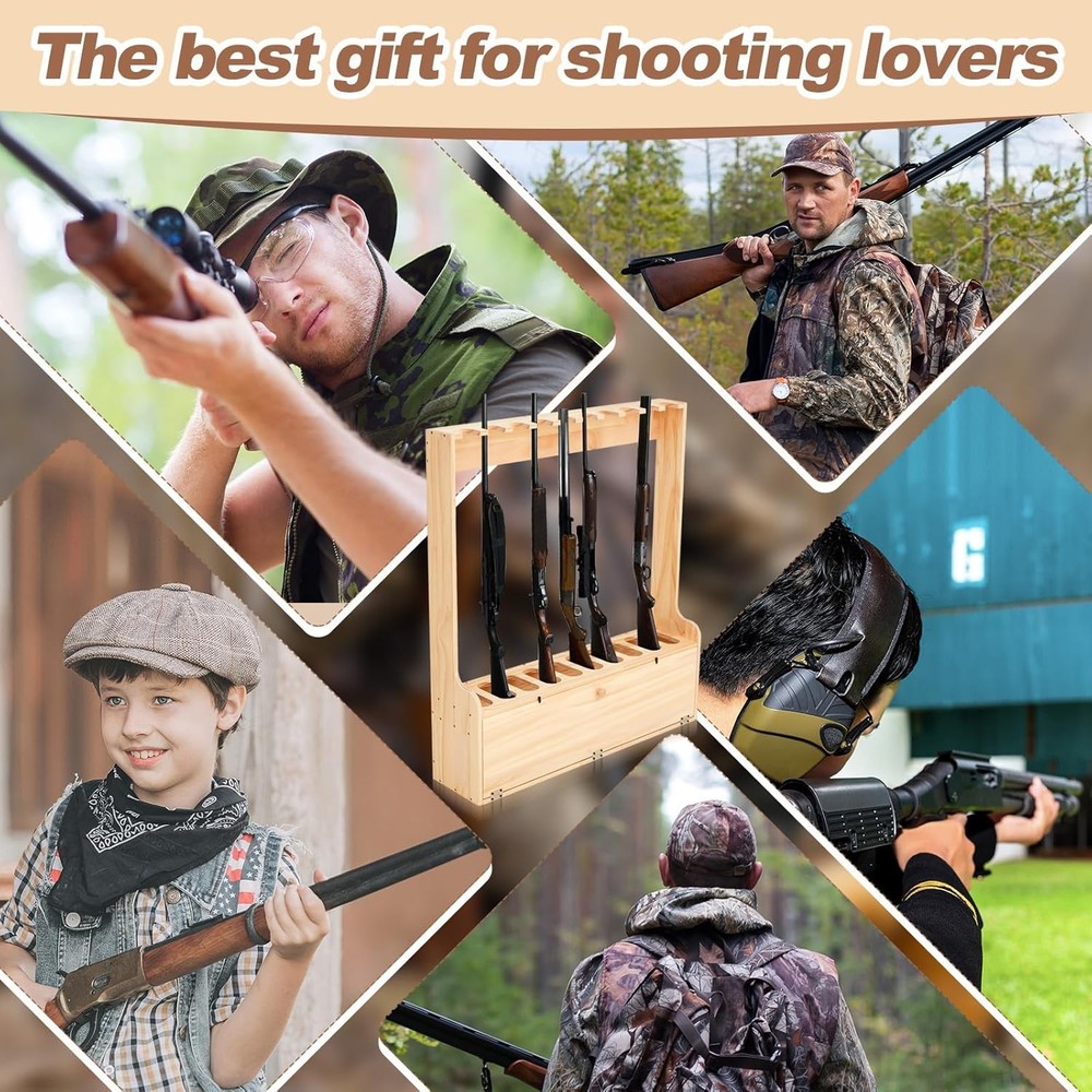 Gun Rack W/ Storage Wood Gun Storage Display Rack Solid Pine Standing Gun