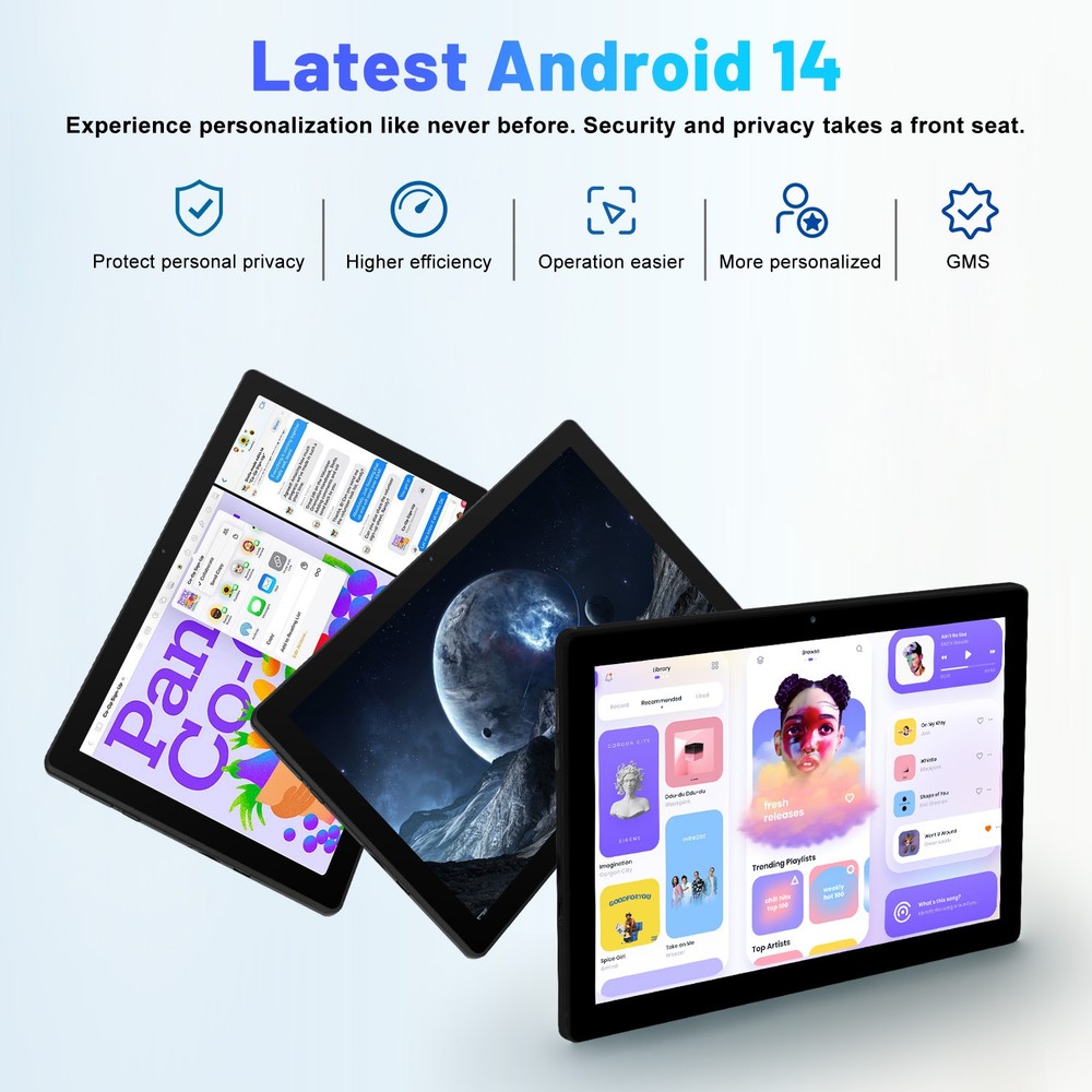 Android 14 8GB RAM 64GB ROM Tablet Dual Camera IPS HD LCD WIFI Bluetooth