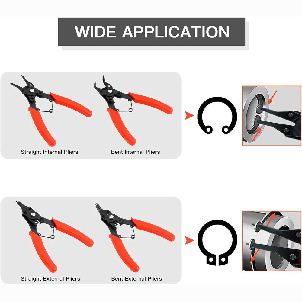 4 in 1 Multifunction Snap Retaining Clip Snap Ring Pliers Plier Tool Set Circlip
