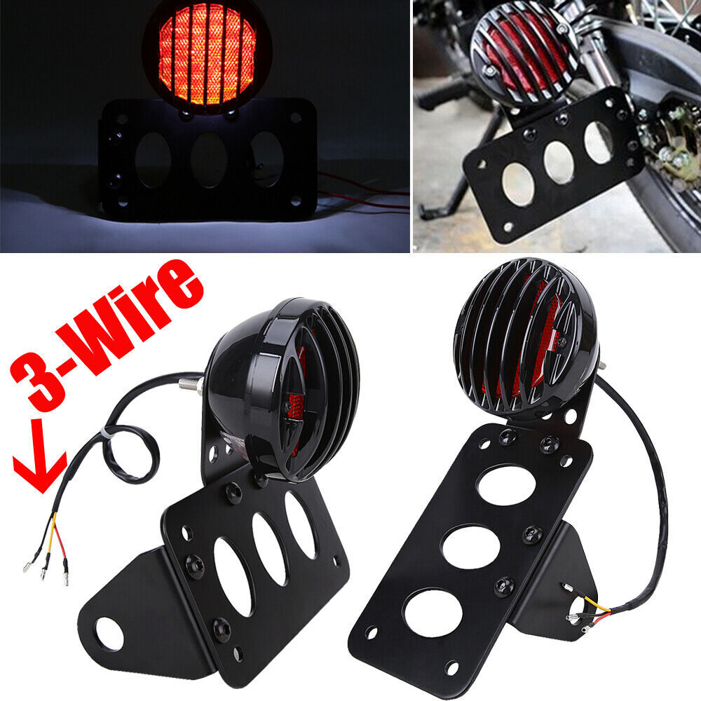 Motorcycle LED Brake Tail Light Side Mount License Plate Bracket Fits For Harley