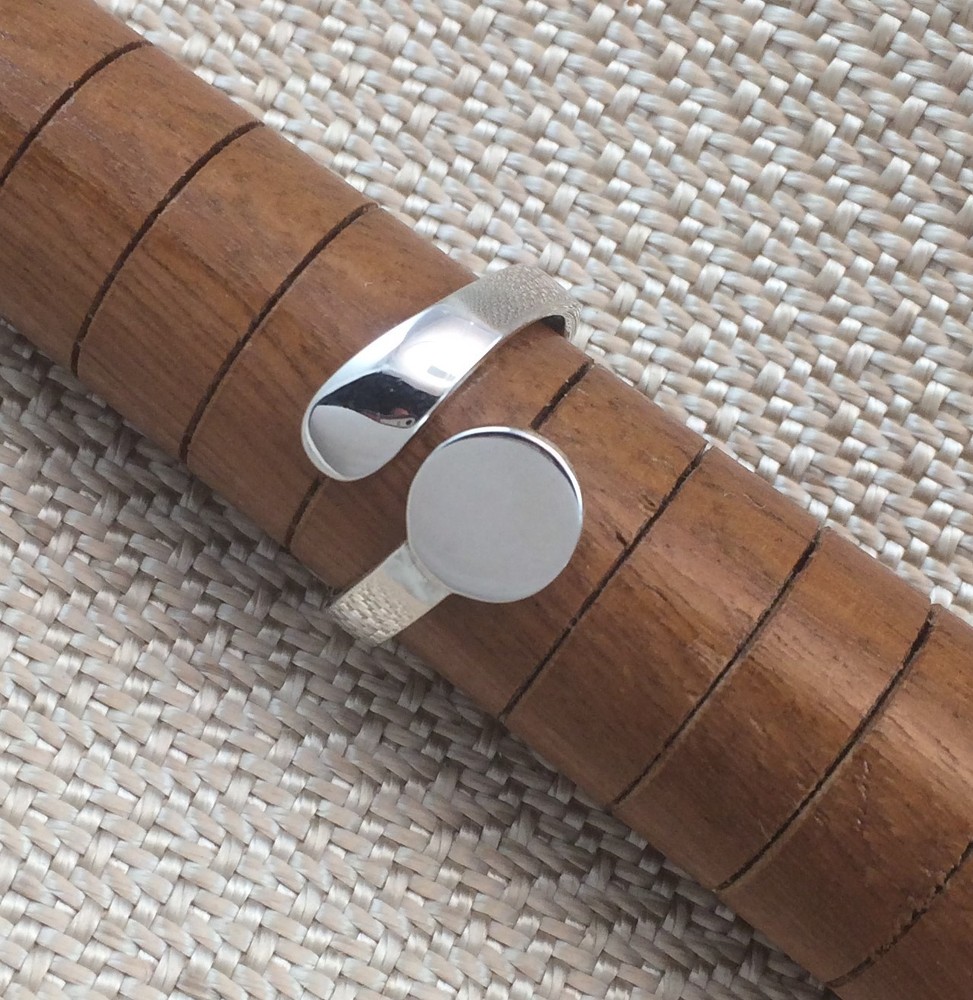 Sterling Silver Ring Blank with 8mm Pad Adjustable Style 925 Quality Finding HEA