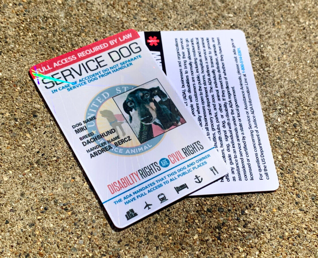 SERVICE DOG ID CARD HOLOGRAPHIC PVC ASSISTANCE ANIMAL ID BADGE TAG FOR VEST