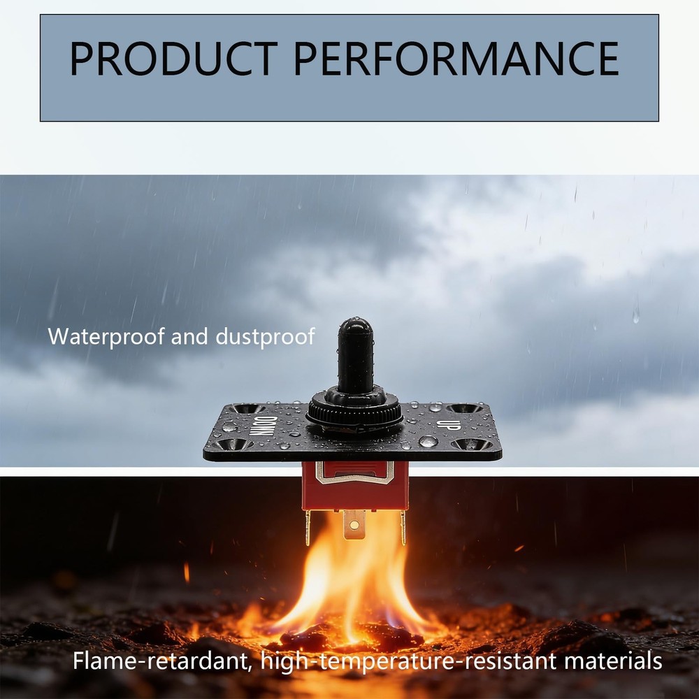 Wired Toggle Switch 12V 30A Waterproof Toggle Switch SPST Latching Rocker Swi...
