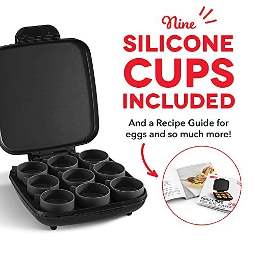 Electric Egg Bite Maker - Non-Stick Silicone Cups, 9 Servings, Quick Cleanup, Sp