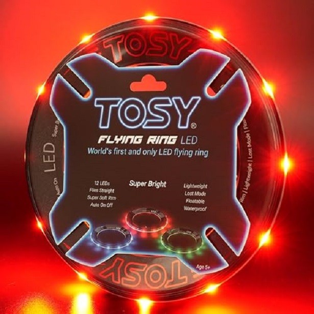 TOSY Flying Ring LED Lighted FLYING DISC, Red - Pack of 2
