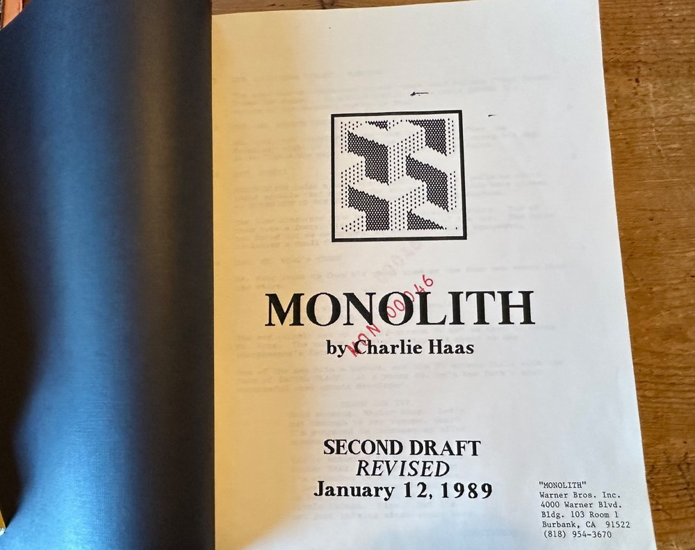 GREMLIN 2 THE NEW BATCH MONOLITH MOVIE ORIGINAL SCREENPLAY SCRIPT SECURITY CODE