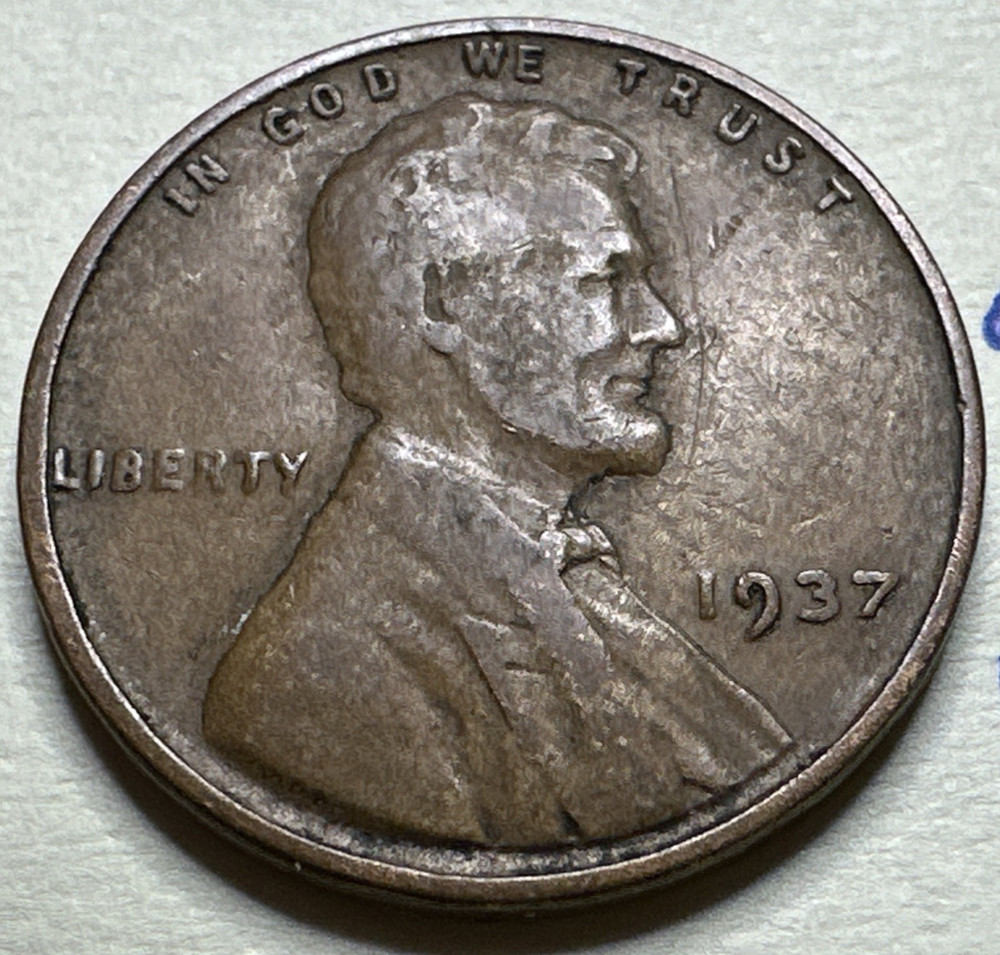 1937 1C Lincoln Cent WHEAT PENNY 932X