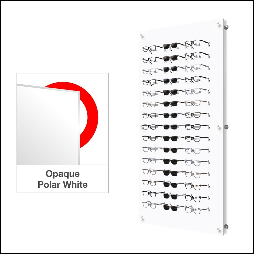 Wall mount Acrylic Optical Frame Display with Hardware - In Polar White (45F)