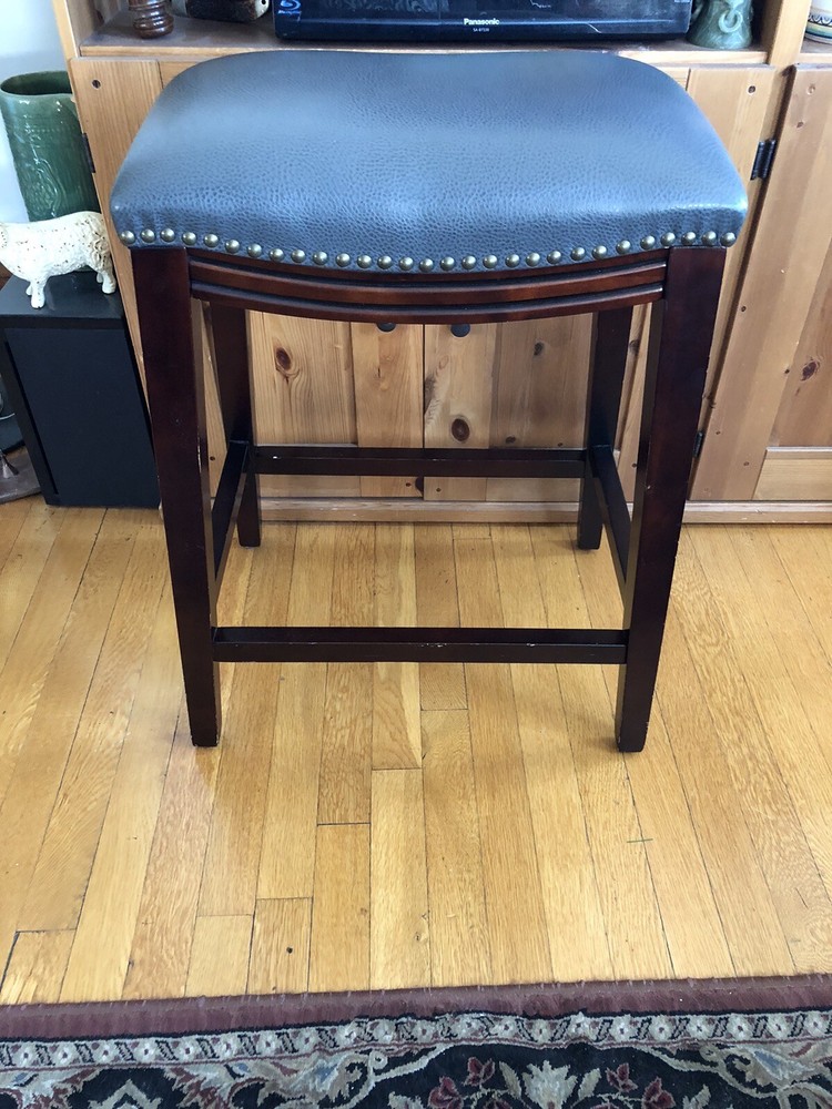 Grey Faux Leather Bar Pub Stool
