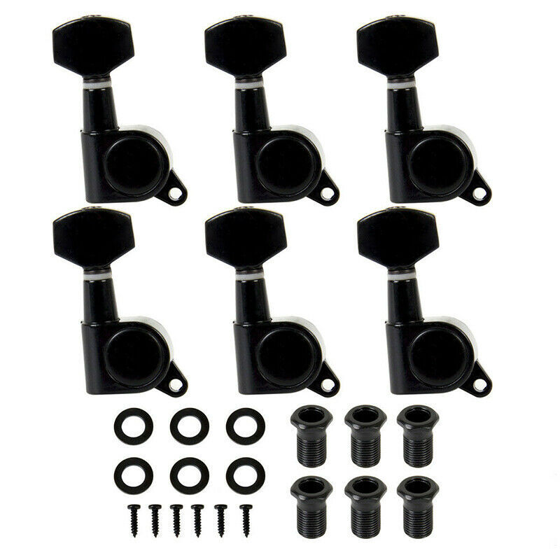 Black Enclosed Guitar String Tuning Peg Tuner Machine Head 6R Right Inline