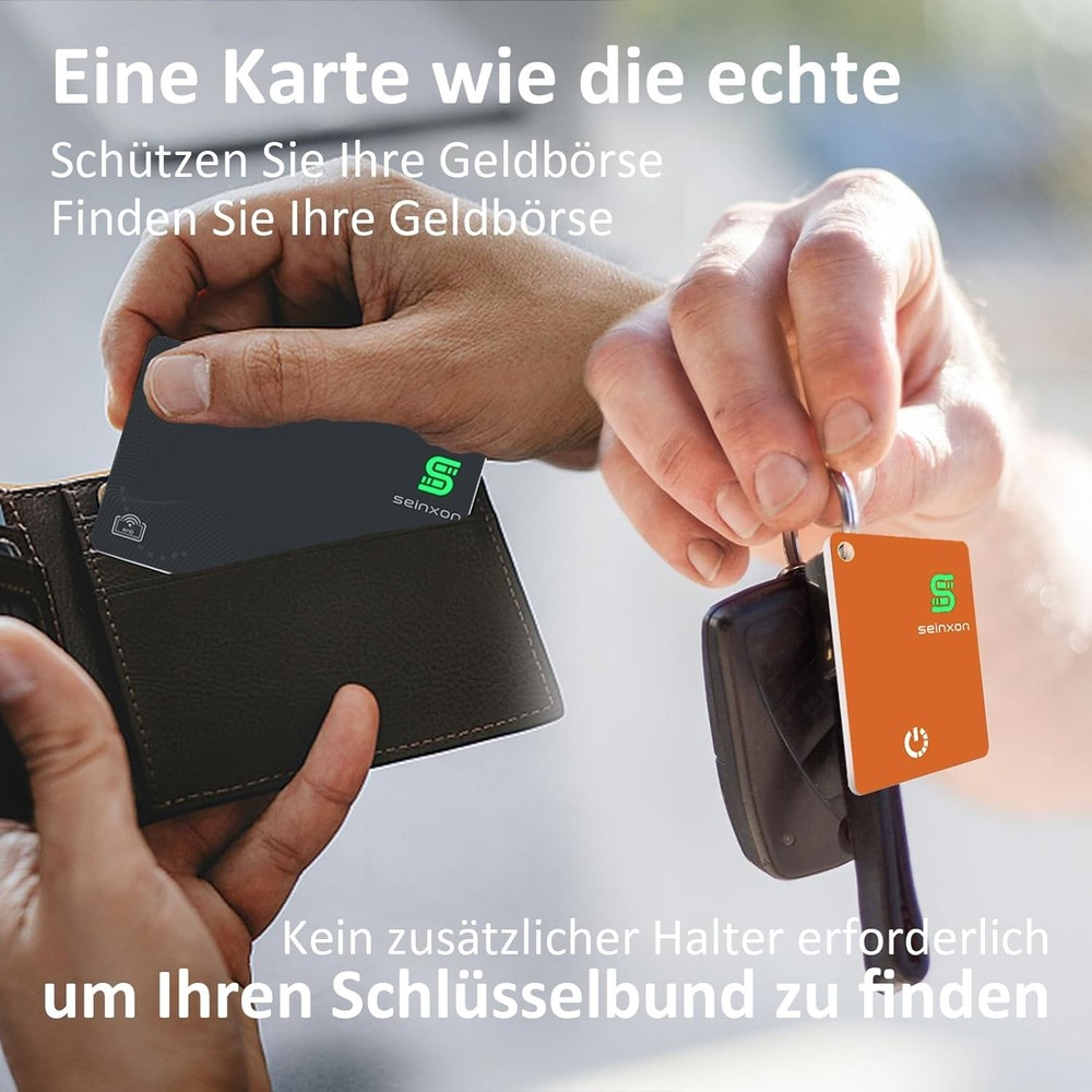Wallet Tracker RFID Blocking Card & Mini Keychain Tag Item Finder with Rechar...