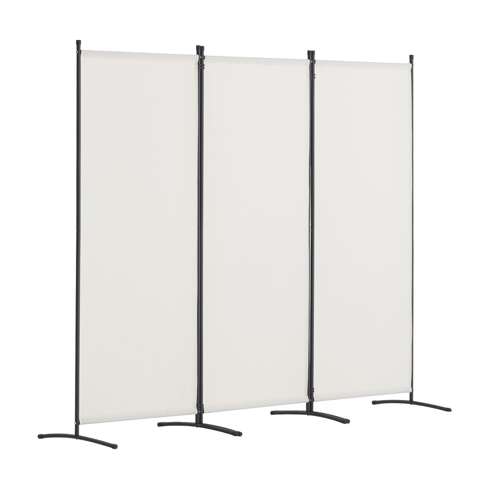 Room Divider 3-Panel Folding Privacy Screen Fabric Partition Office White