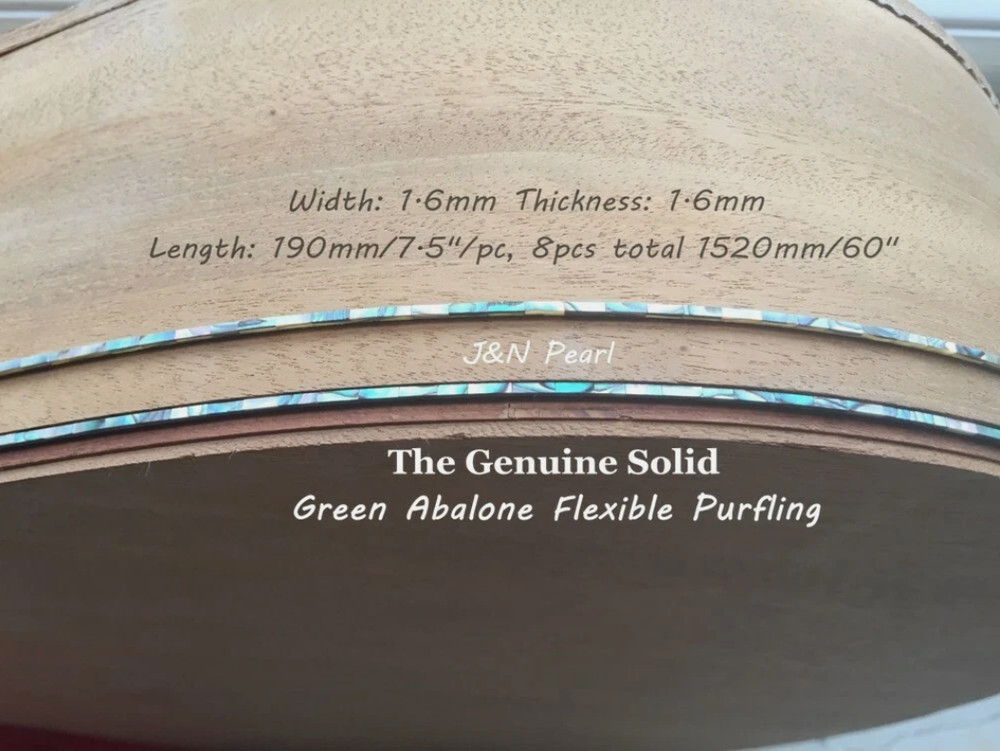 JNNPEARL Flexible Purfling Solid Green Abalone ,Width:1.6mm,Thickness:1.6mm