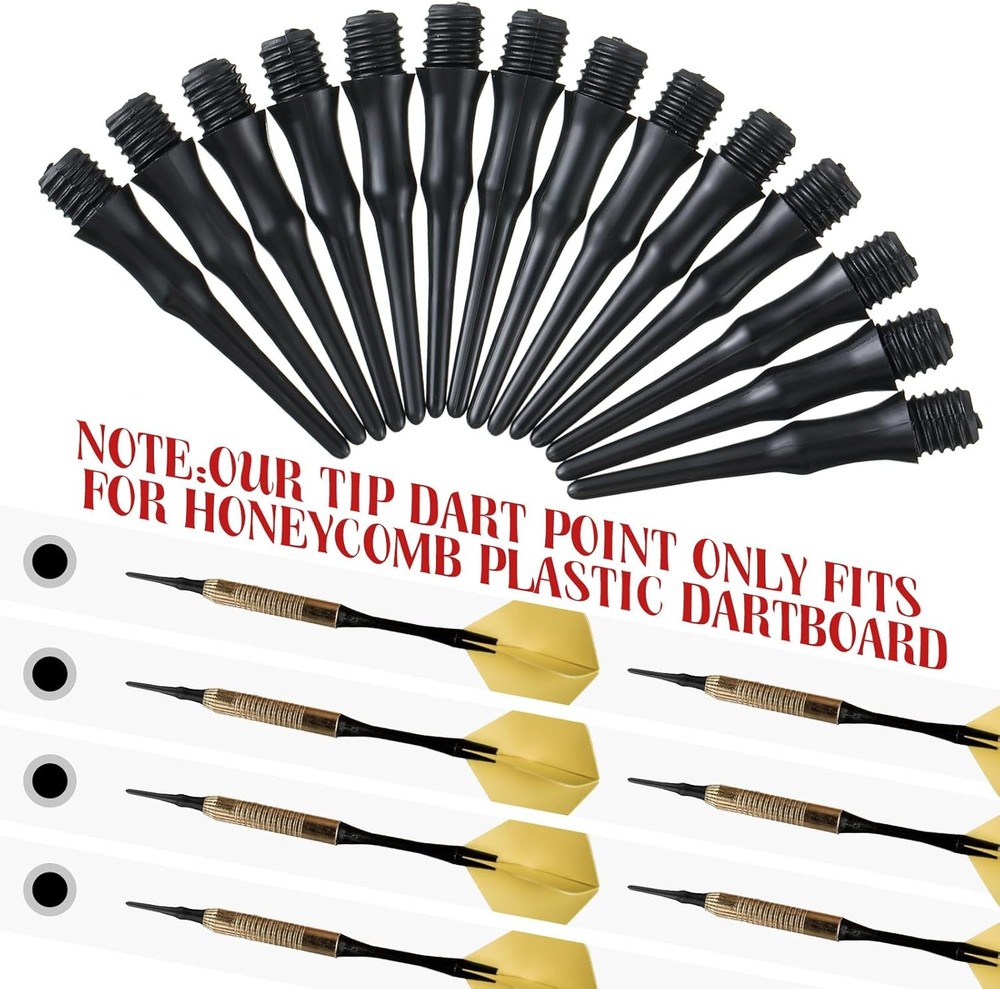 200-Pack 2BA Threaded Soft Tip Dart Tips, Plastic Replacement Dart Tips, Soft