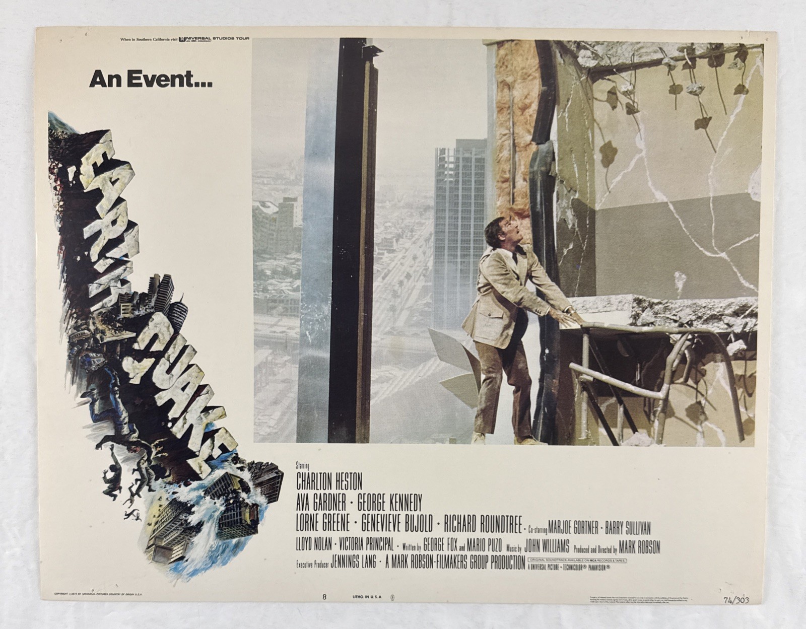 EARTHQUAKE Lobby Card Set of 8 (VeryFine-) 1974 Disaster Movie Poster 28414