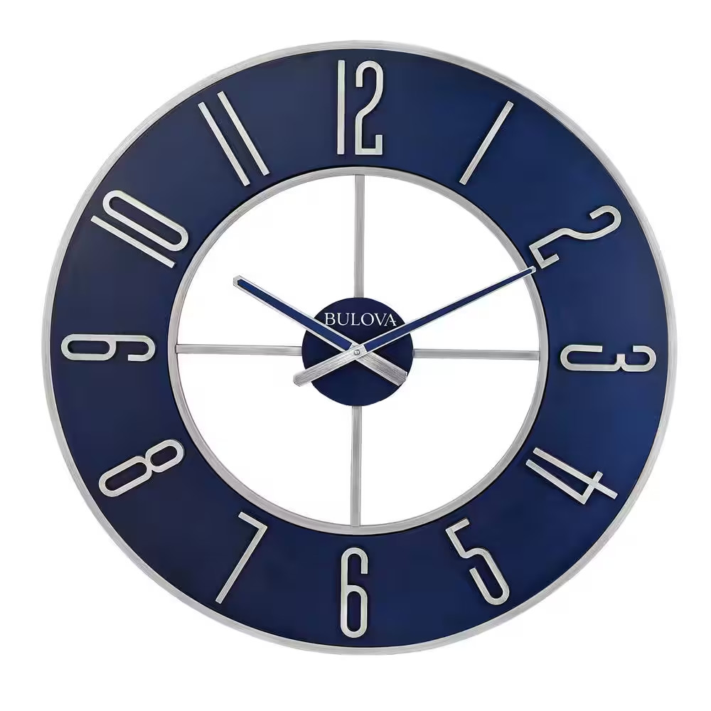 Modern Oversized 27 In. Wall Clock with Matte Silver Tone Metal Case