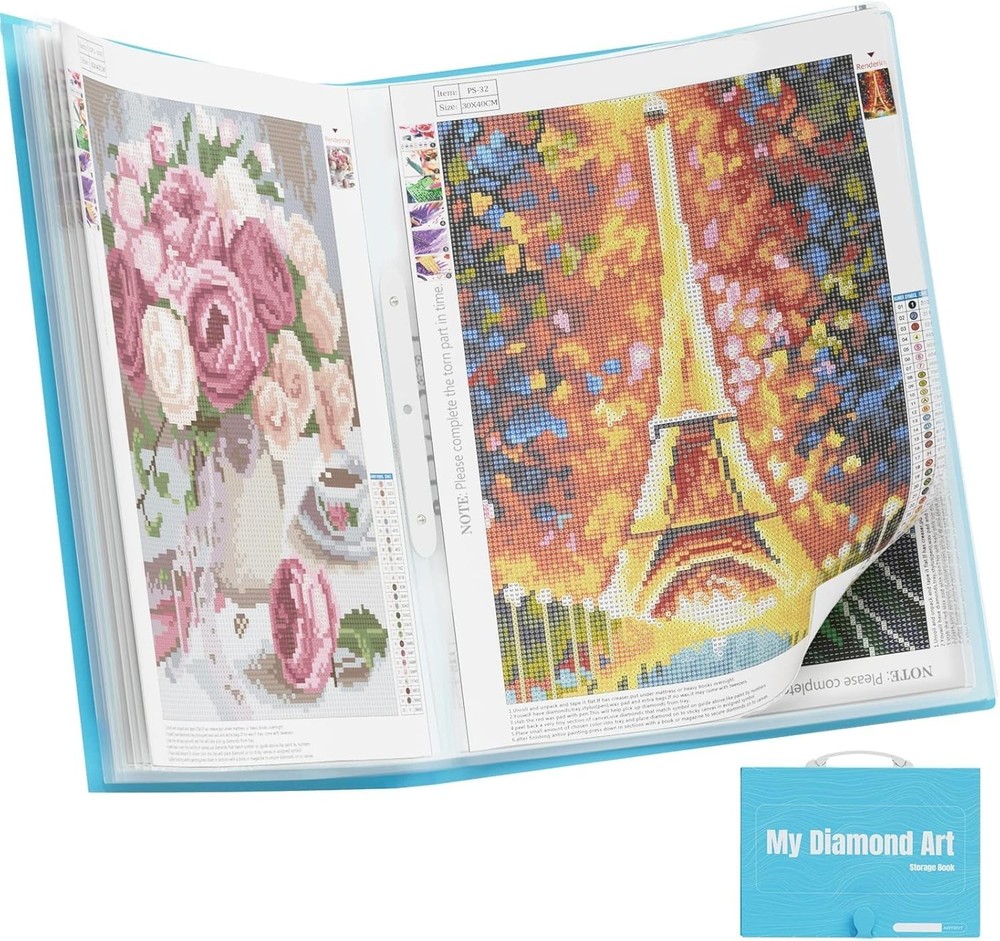 Floral A3 Diamond Painting Folder with 30 Pockets - Lightweight & Practical