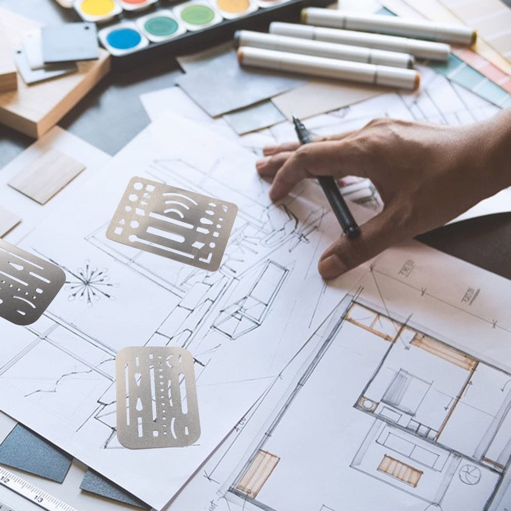 4 Pcs Erasing Shields Stainless Steel Drawing Template Shields Drafting Tools...