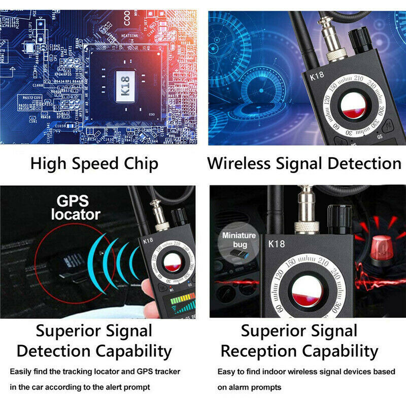 K18 Anti-Spy RF Detector Camera GSM Audio Bug GPS Finder Scanner Tracker
