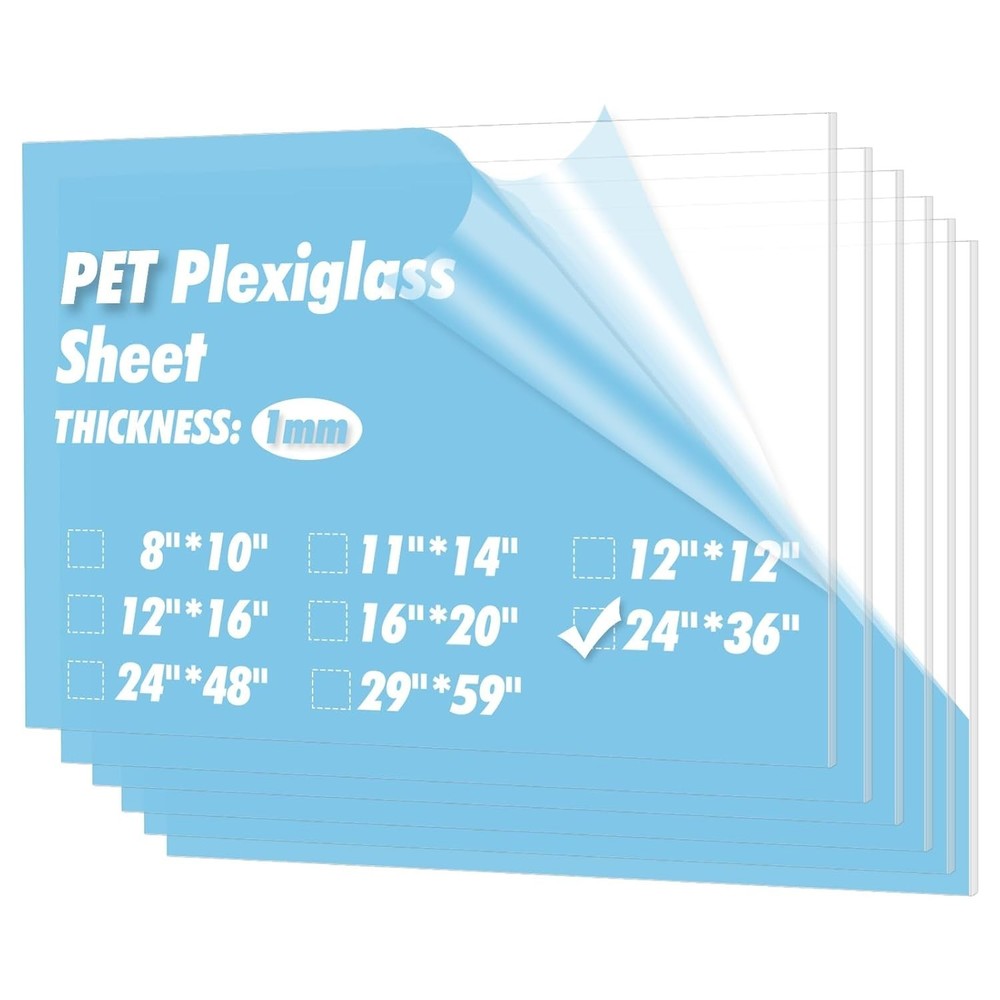Clear Flexible Plastic Sheets, 5-Pack, 24x36" for Crafting