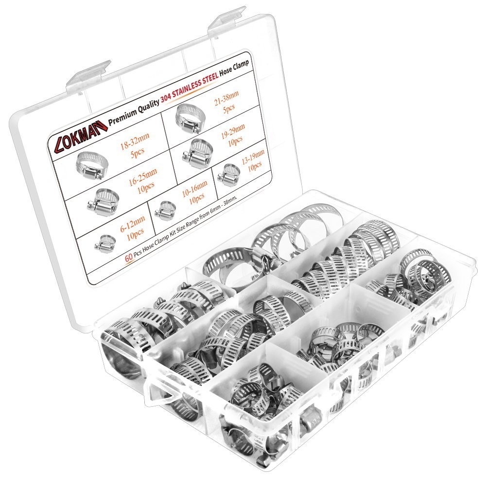 Versatile 60-Piece Adjustable Hose Clamp Set - Rust & Corrosion Resistant
