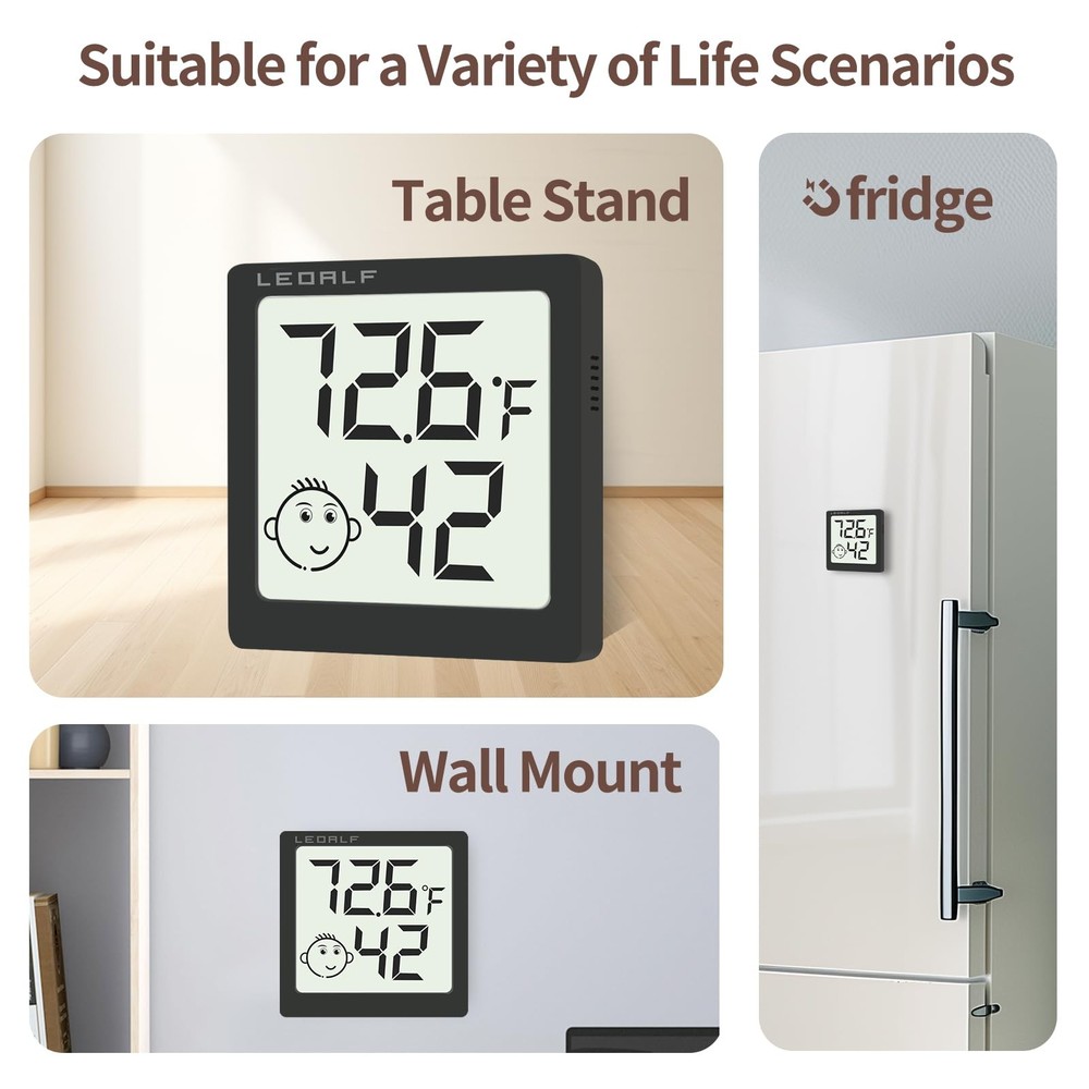 Mini Humidity Meter Hygrometer 6 Pack Room Thermometer Indoor Digital Black