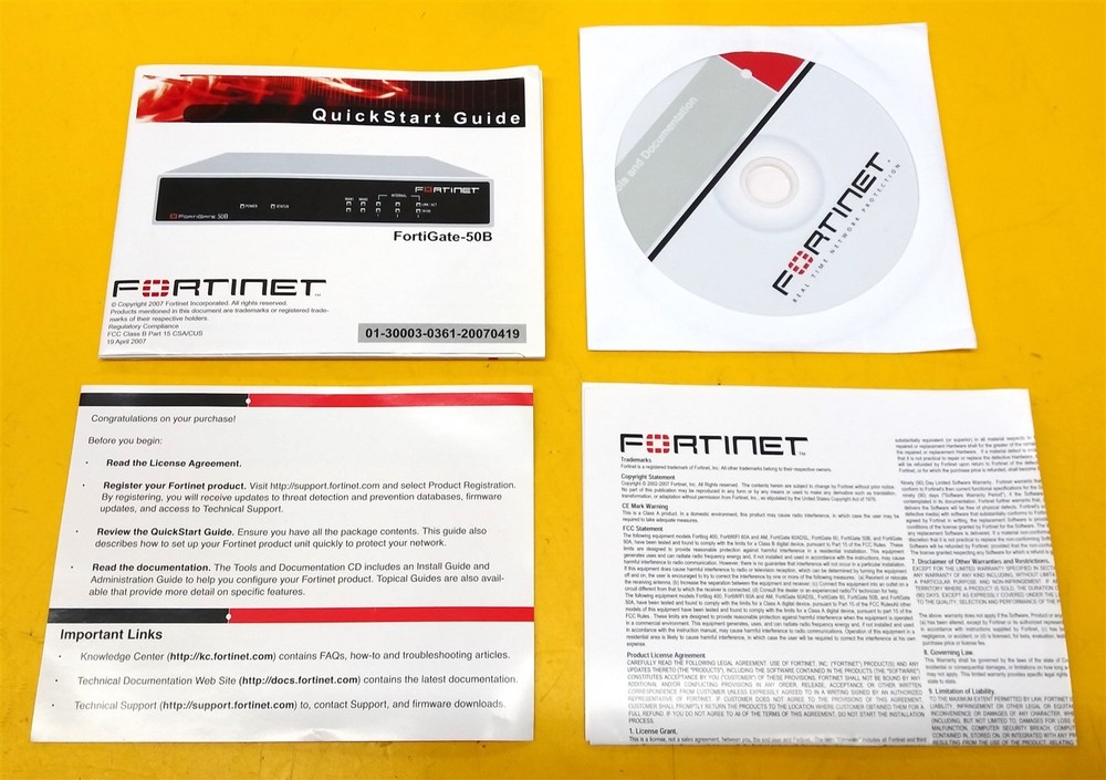 ⭐️⭐️⭐️⭐️⭐️ Fortinet Tools & Documentation Disc w Start Guide for FortiGate-50B