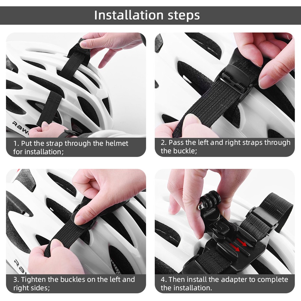 Action Camera Helmet Mount Strap Attachment With Bracket Adapter Base For He HBA