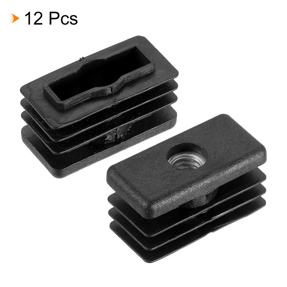 12Pcs 1.18"x0.59" Caster Insert with Thread, Rectangle M6 Thread for Furniture