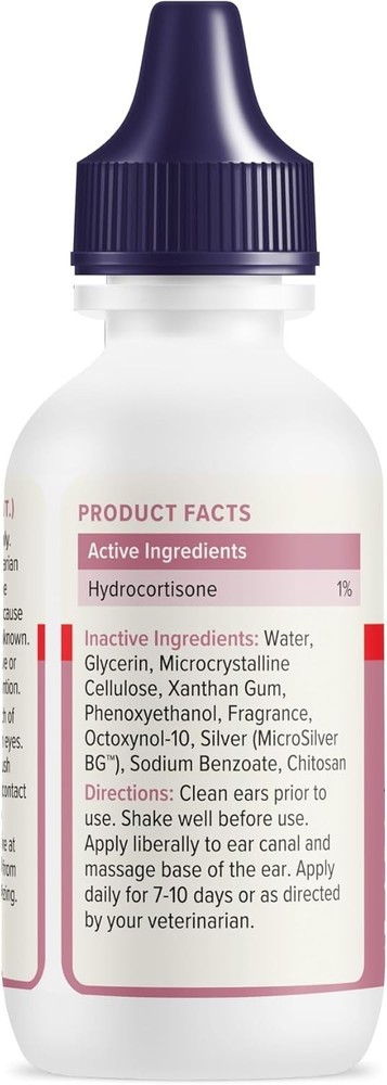 Fast-Acting Dog Ear Allergy Relief Drops - Hydrocortisone & MicroSilver Formula