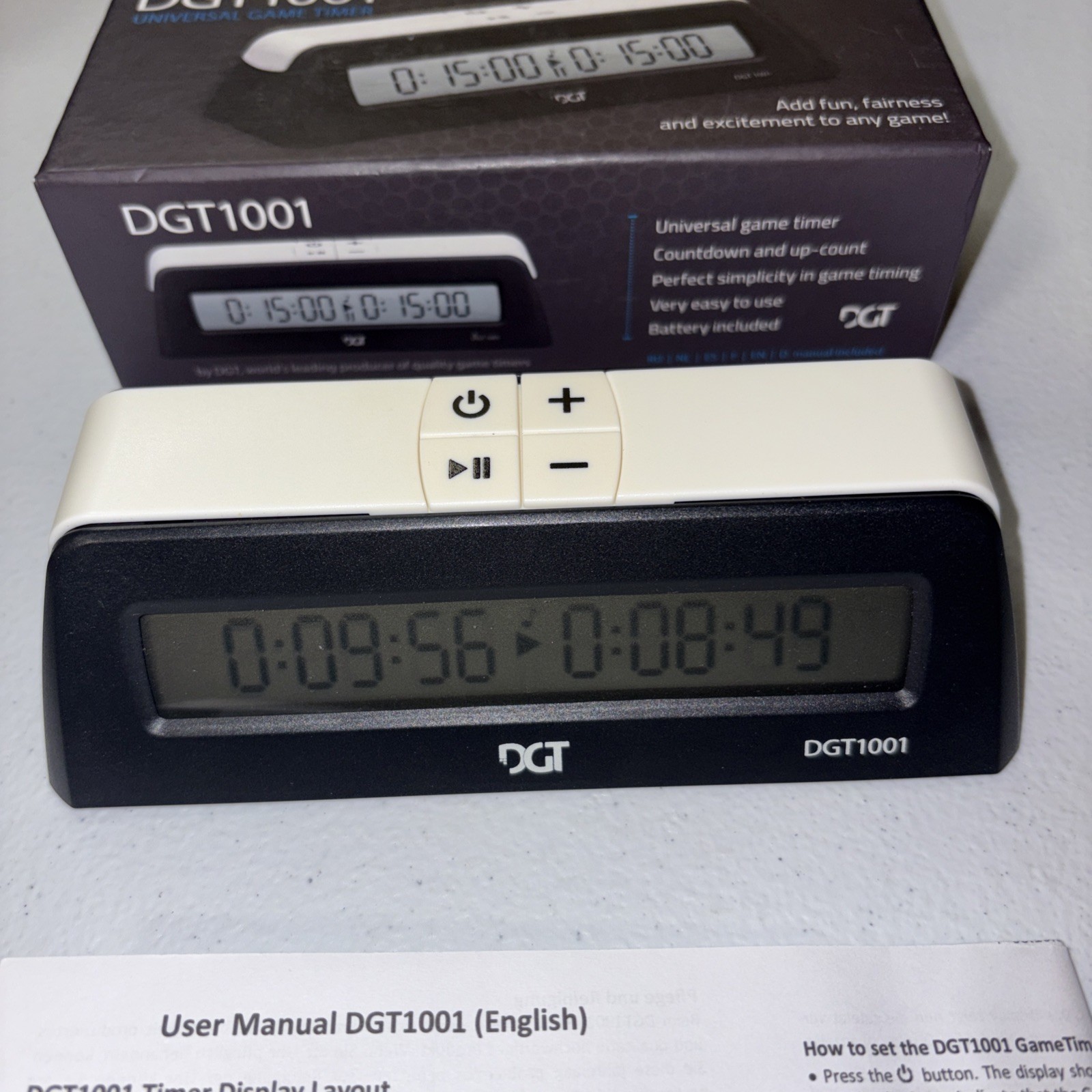 DGT 1001 Universal Game Timer Digital Chess Clock Black/White