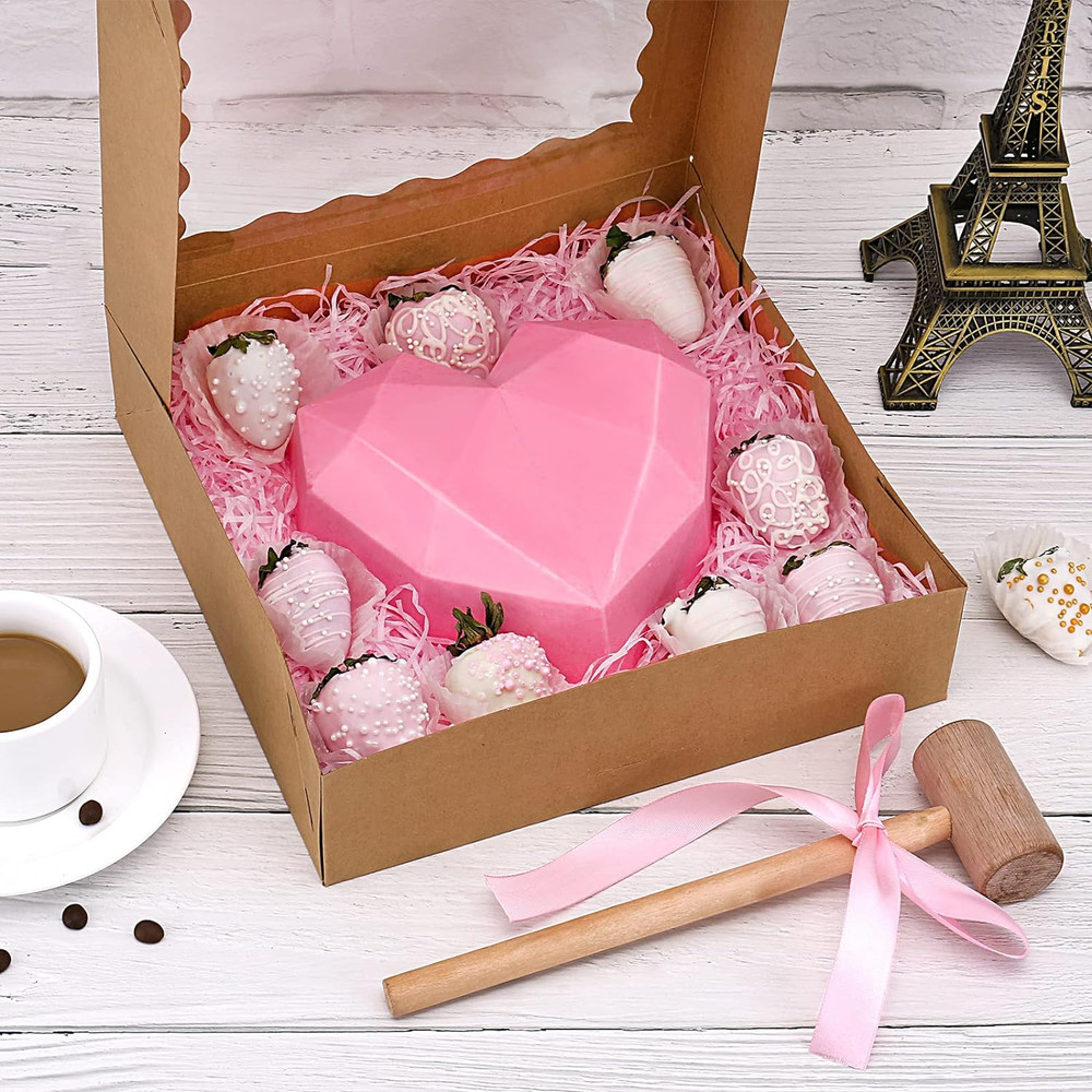 30-Pack Pie Boxes 10" X 10" X 2.5", Bakery Boxes with Window, Auto-Popup Cookie