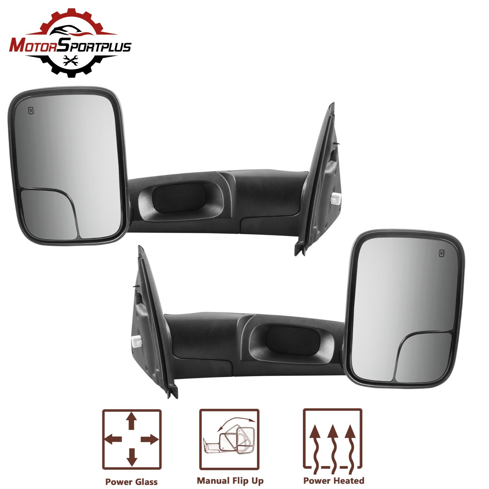 L&R Pair Power Heated Tow Mirrors For 2003-2008 Dodge Ram 1500 2500 3500