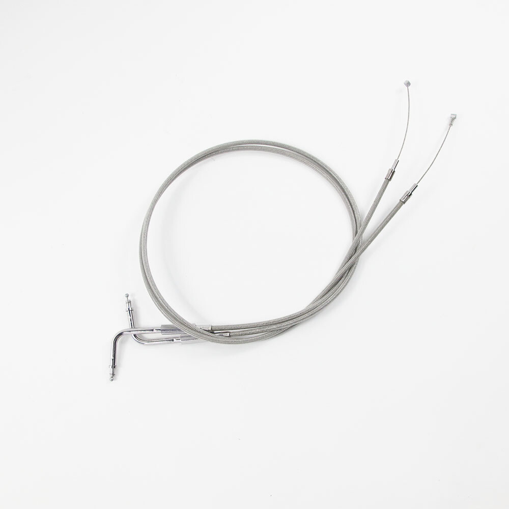 130cm 51.0" Chrome Throttle and Idle Cables for Harley Touring FLHX FLTRX