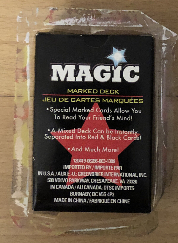 Magic Playing Cards Trick Set Marked Deck (Opened Package)
