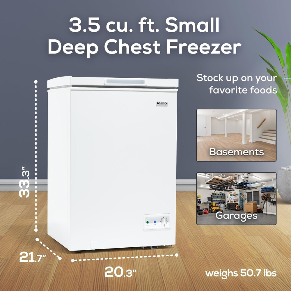 3.5 Cu Ft. Upright Deep Freezer Chest- Deep Freezer with Quick Freezing System &