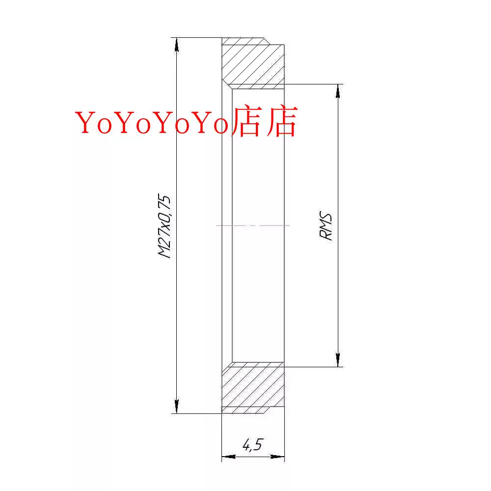 RMS-M27 Full-Thread Adapter (RMS Internal to External M27x0.75 Thread)