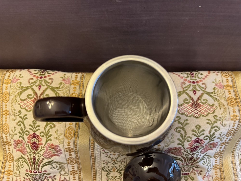 Teavana Brown Teacup Mug Infuser w/ Lid & Screen EUC