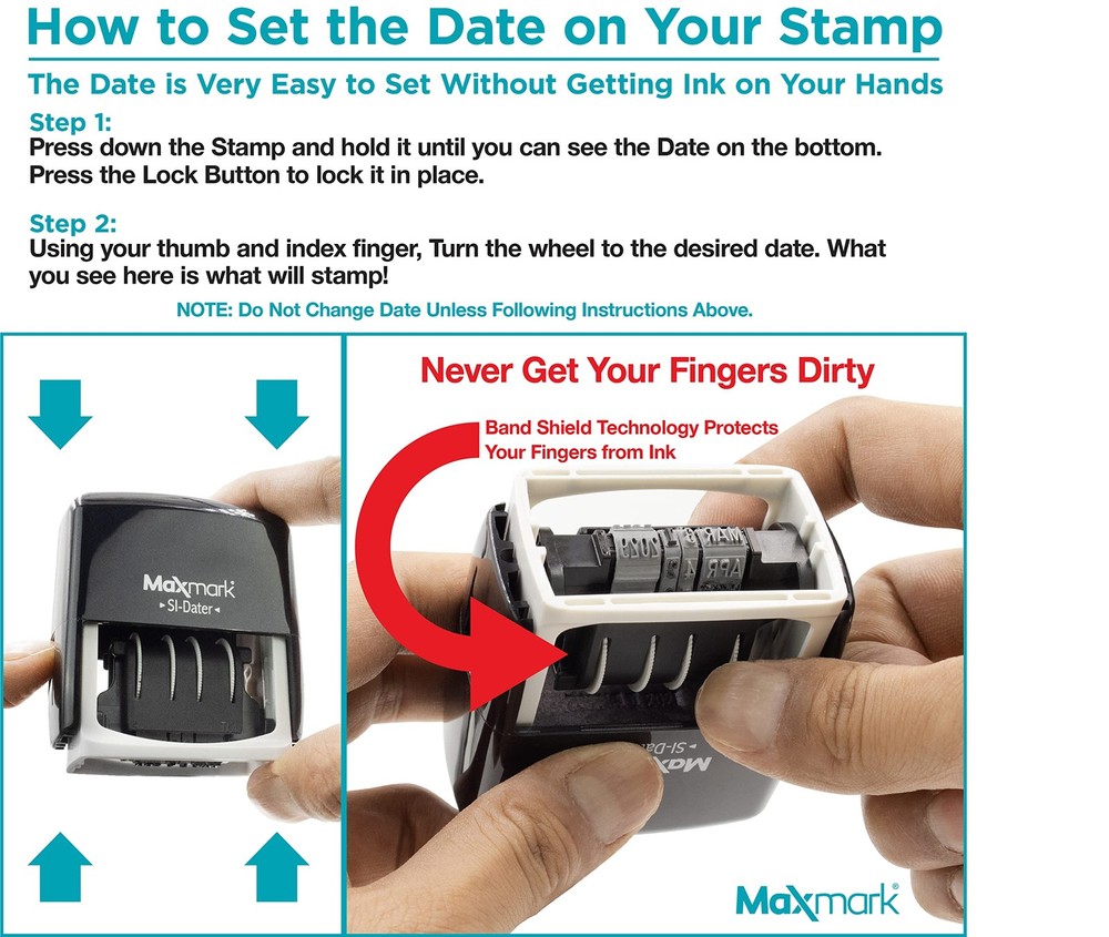 Dater 4000 Self Inking Date Stamp, Office Document Stamper, Received, Green