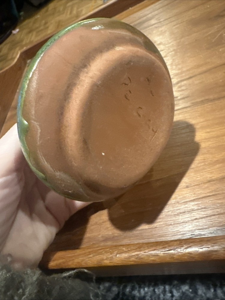 Handmade Studio Pottery Grey,Brown Green Glazed With Handle Mini Pitcher