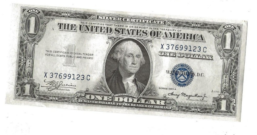1935 AU 1 dollar bill silver certificate